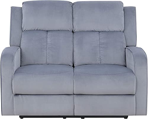 AC Pacific Dale Mid Century Modern Upholstered Living Room Reclining Seat with Curve Arms and Back Cushions, Loveseat, Flint Grey