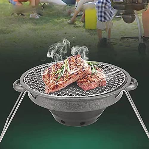 WDSZXH Portable Barbecues Outdoor Charcoal Grill Stove Picnic Charcoal Grill Bracket Barbecue Grill Easy Storage Grill Table BBQ Stove Cast Iron Grill (Color : Black(pan), Size : 32x21cm)