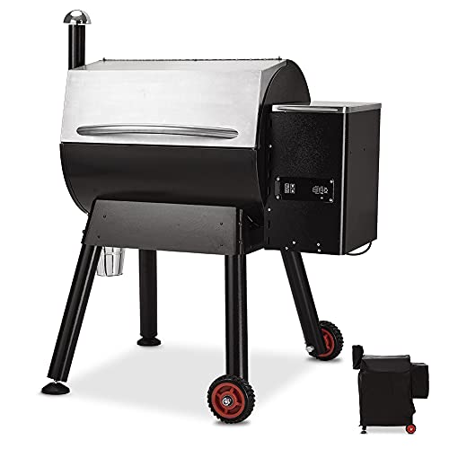SÄKEE Wood Pellet Grill and Smoker, 795 SQ. IN. Cooking Area, Hopper Quick-Emptying, Digital Temperature Controls, 20 Pound Hopper