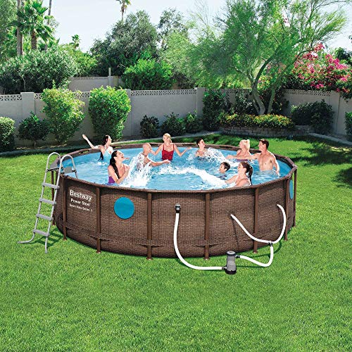 Bestway Power Steel Swim Vista 16x4 Foot Above Ground Swimming Pool Set w/Pump