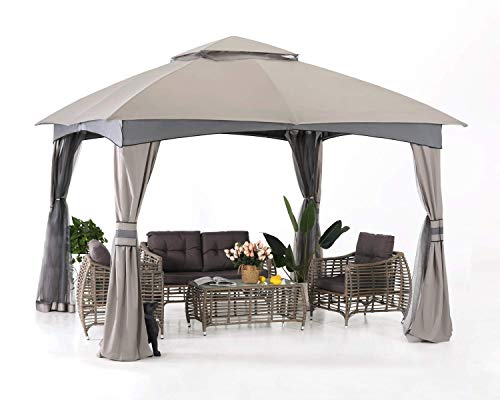 ABCCANOPY 9' x 9' Gazebos Patio Garden Gazebo with Mosquito Netting,Double Soft-top (Light Gray)