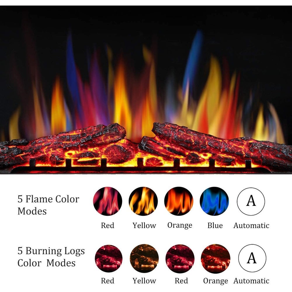 RW Flame 939A 750W-1500W 39 Inch Recessed Freestanding Electric Fireplace Insert With Remote Black New