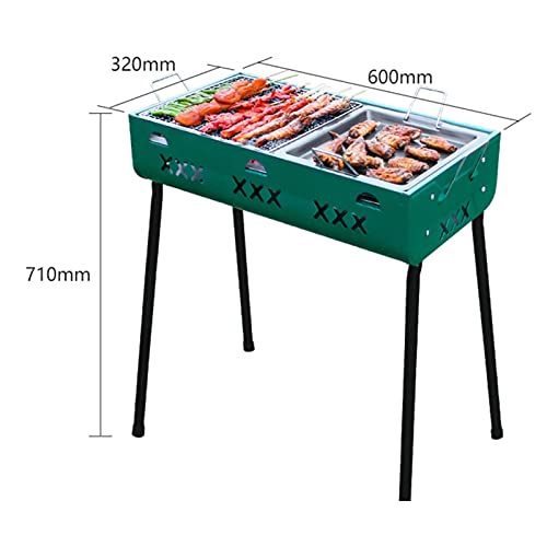 QIAOLI Dual Purpose BBQ Barbecue Grill Portable Charcoal Outdoor Burner Foldable Charcoal Smoker BBQ for Picnic Garden