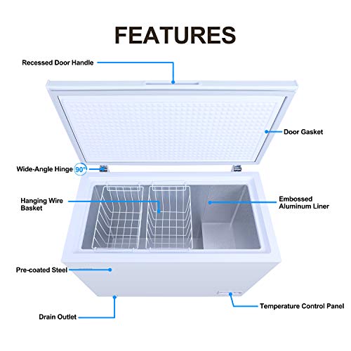 Galanz GLF10CWED01 Manual Defrost Chest Freezer, Mechanical Temperature Control, 10.0 Cu.Ft, White