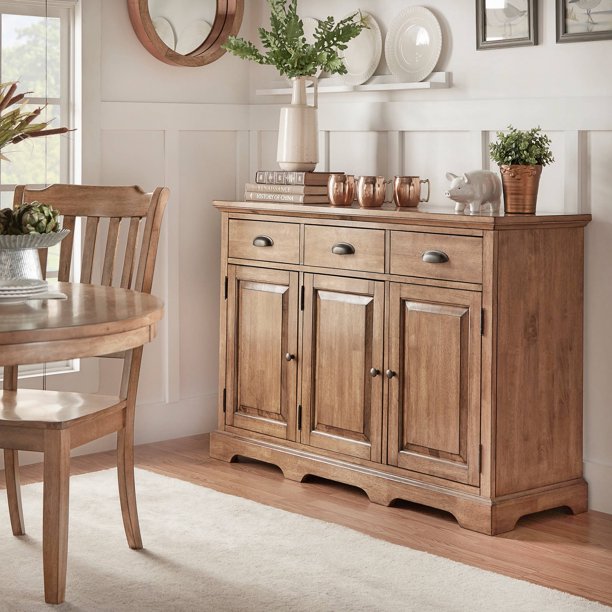 Weston Home Oak Top Kitchen Cabinet Buffet Server