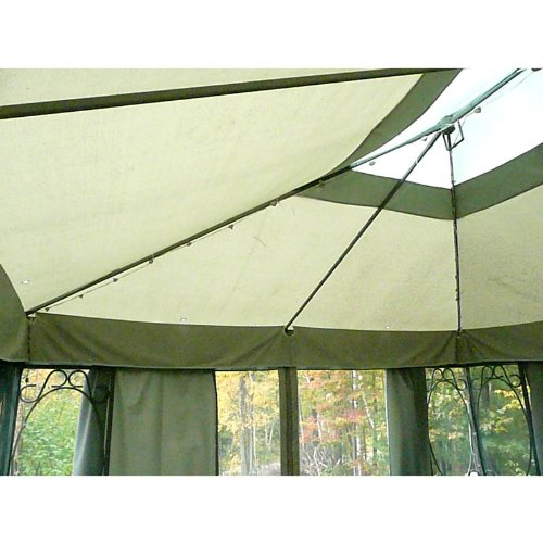 Garden Winds 12 x 10 Scroll Design Gazebo Replacement Canopy Top Cover and Netting