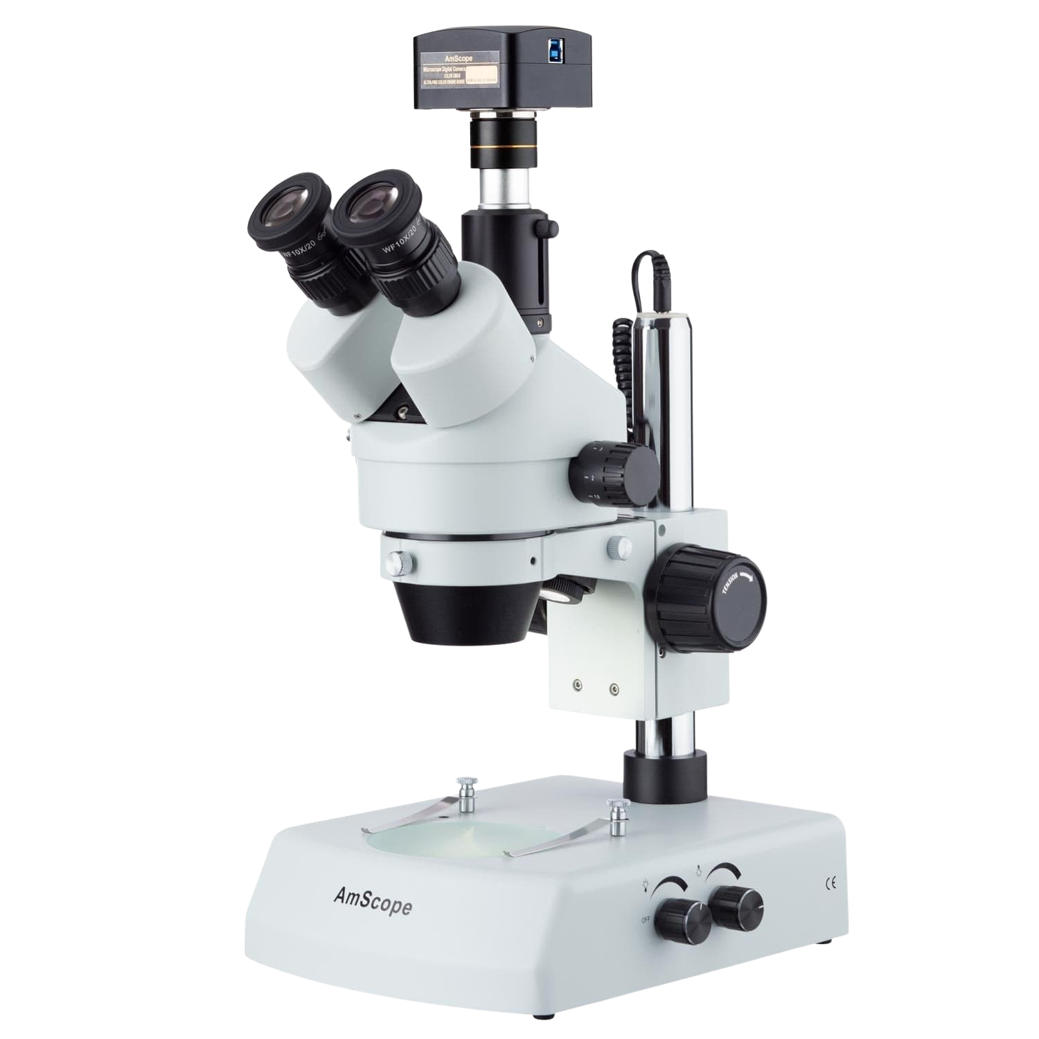 Amscope SM-2TY-LED-10M3 7X -90X LED Trinocular Zoom Stereo Microscope with 10MP USB3 Camera New