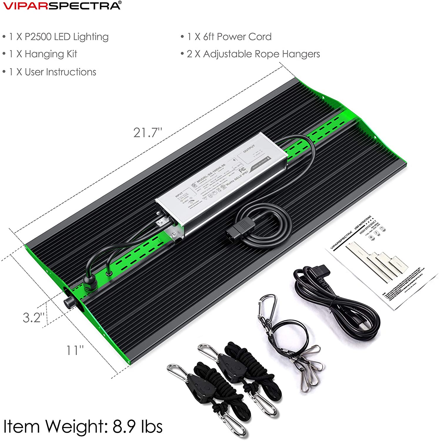 Viparspectra P2500 Full Spectrum Infrared 250W LED Grow Light with Upgraded SMD LEDs and Dimmable Plant Light New