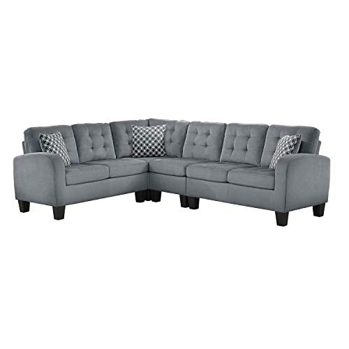 Lexicon Westville Tufted Fabric 2-Piece Reversible Sectional Sofa, 84