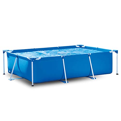 Rectangular Above Ground Swimming Pool with Steel Frame, Outdoor Backyard Swimming Pools for Adults and Kids Family, Cover + Ground Cloth, Easy Set, Blue, 7.2ft x 4.9ft x 2ft