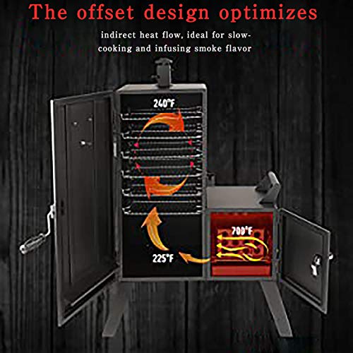 Vertical Offset Charcoal Smoker Outdoor, Large Wood Smoker (with Thermometer)