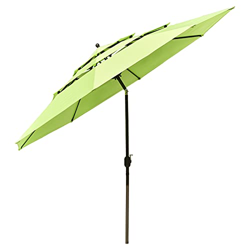 11ft Patio Umbrella, Outdoor Umbrella with 8 Steel Ribs, Patio Market Table Umbrella with Push Button Tilt and Crank for Garden, Lawn, Deck, Backyard & Pool,Green