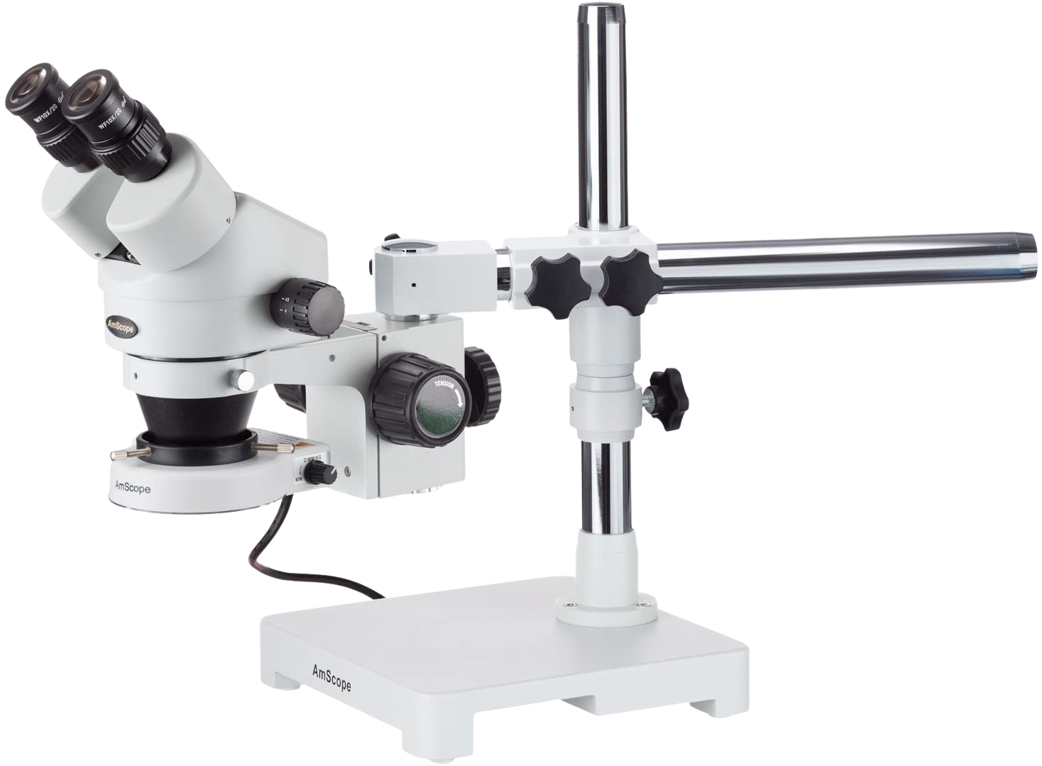 Amscope SM-3B-80S 7X - 45X Stereo Zoom Microscope on Boom Stand with 80 LED Light New