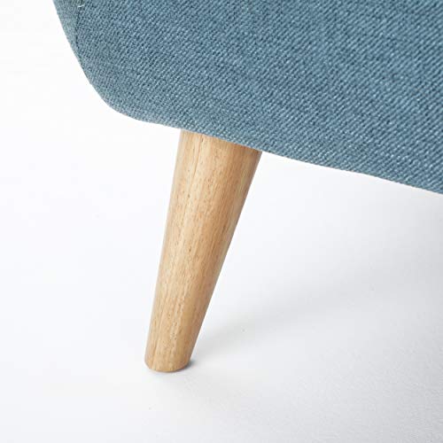 Christopher Knight Home Josephine Mid-Century Modern Petite Fabric Sofa, Blue / Natural Finish