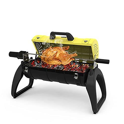 QIAOLI Charcoal Grill Portable Stainless Steel Smoker BBQ 3 People Or More Barbecue Grill for Picnic Camping Cooking (Color : Yellow)