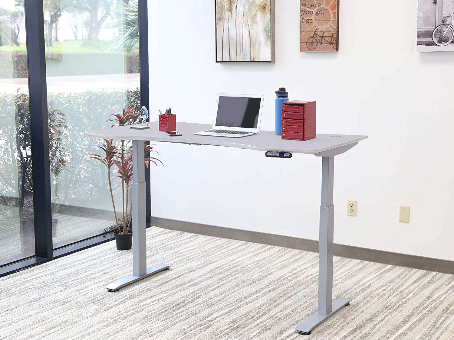 MotionWise SDD60G Manager Height Programmable Adjustable Electric Standing Desk in Dove Gray New
