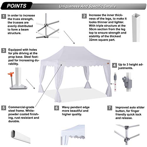 ABCCANOPY Patio Pop Up Canopy Tent with Curtain 10x15 Event-Series (White)