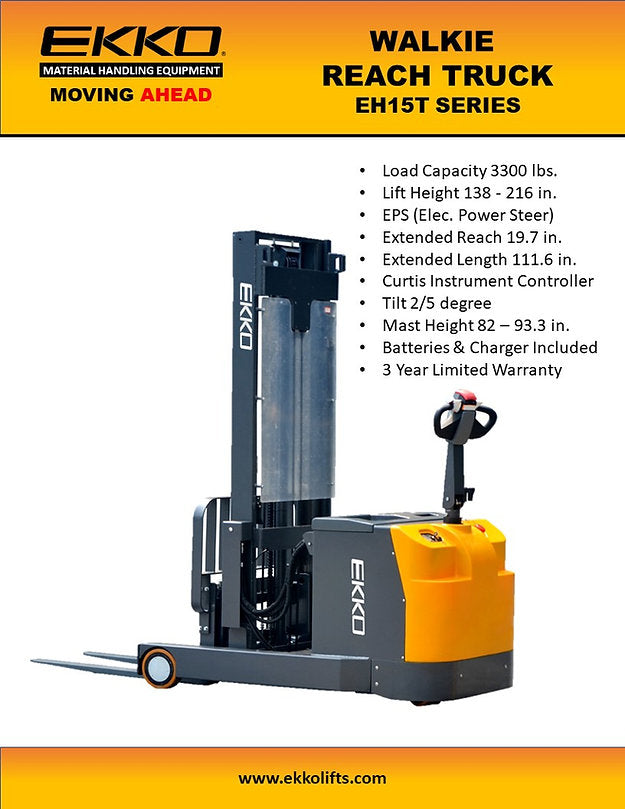 Ekko EH15TH Moving Mast Walkie Reach Truck 216