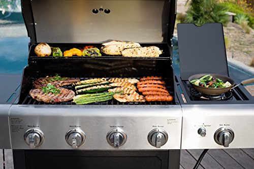 Kenmore PG-40406SOL Outdoor Patio 4 Burner Gas BBQ Propane Grill With Side Burner in , Black/Stainless Steel