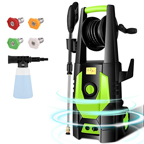 CHAKOR Pressure Washer 3600 PSI, 2.4GPM Power Washer Machine, 1800W High Pressure Cleaner with 4 Adjustable Nozzle, Spray Gun, Hose Reel, Brush (Green )