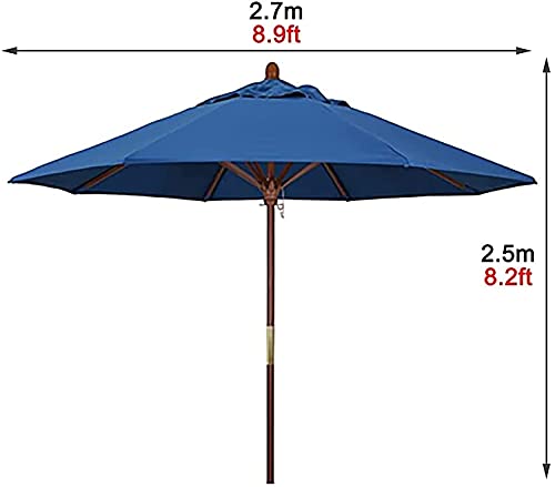 ンリアンに聞-花ラック Outside Umbrella for Patio Courtyard Umbrella Beach Umbrella,with 8 Sturdy Umbrella Ribs, for Family Beach Picnics Porch Camping Balcony,Blue(Color:Black;Size:2.5X2.7M)