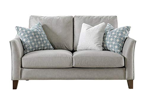 Acanva Luxury Mid-Century Leathaire Curved Arm Living Room Sofa, 66”W Loveseat, Grey