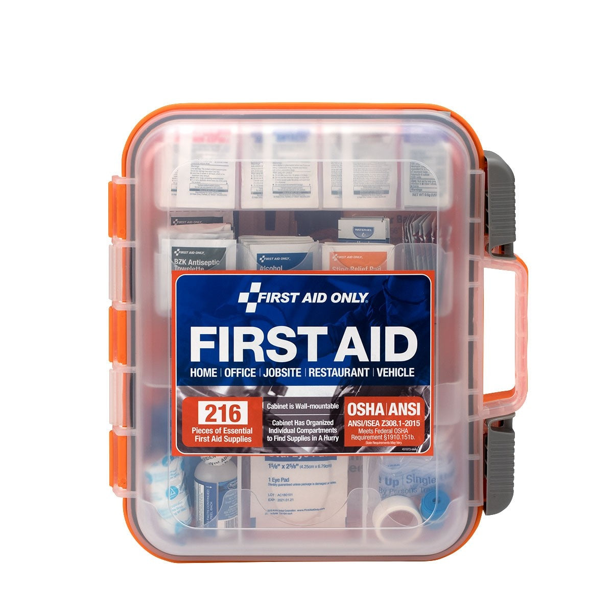 First Aid Only 50 Person ANSI A+ 216 Piece First Aid Kit, Plastic (4 per order)