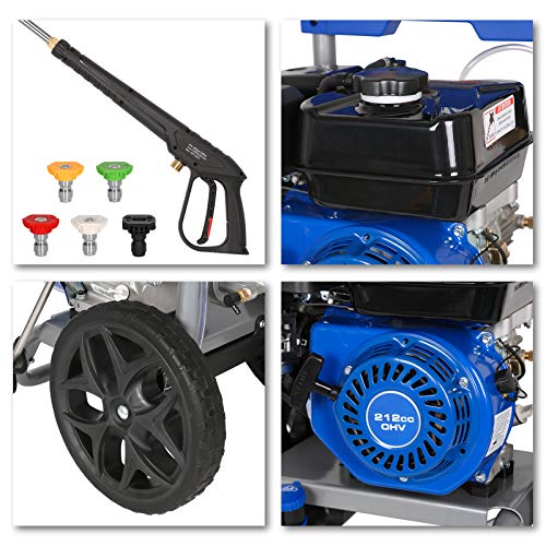 BILT HARD Pressure Washer Gas, 3300 PSI 2.6 GPM Power Washer, 212cc 6.5HP Engine, 5 Nozzles, 25ft Hose, EPA & CARB Compliant