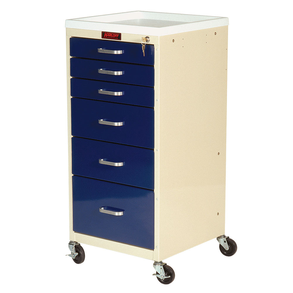 Harloff Mini Line Anesthesia Cart, 6 Drawers, Key Lock