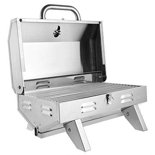 Portable Tabletop Gas Grill, Stainless Steel Patio Garden Barbecue Grill