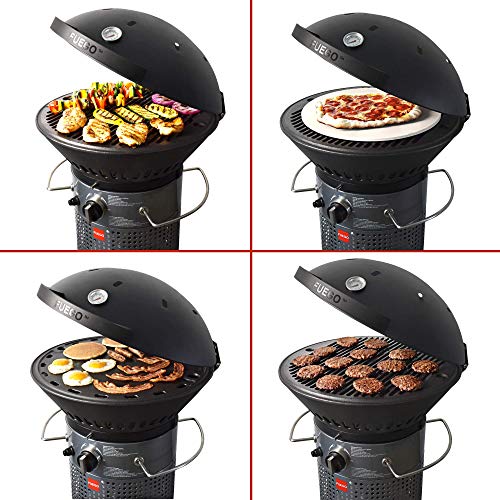 Fuego F21C-H Element Hinged Propane Gas Grill, Dark Gray