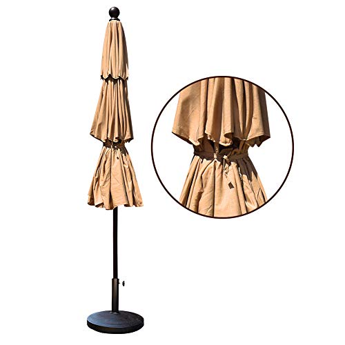 EliteShade Sunbrella 9Ft 3 Tiers Market Umbrella Patio Outdoor Table Umbrella with Ventilation and 5 Years Non-Fading Top,Heather Beige