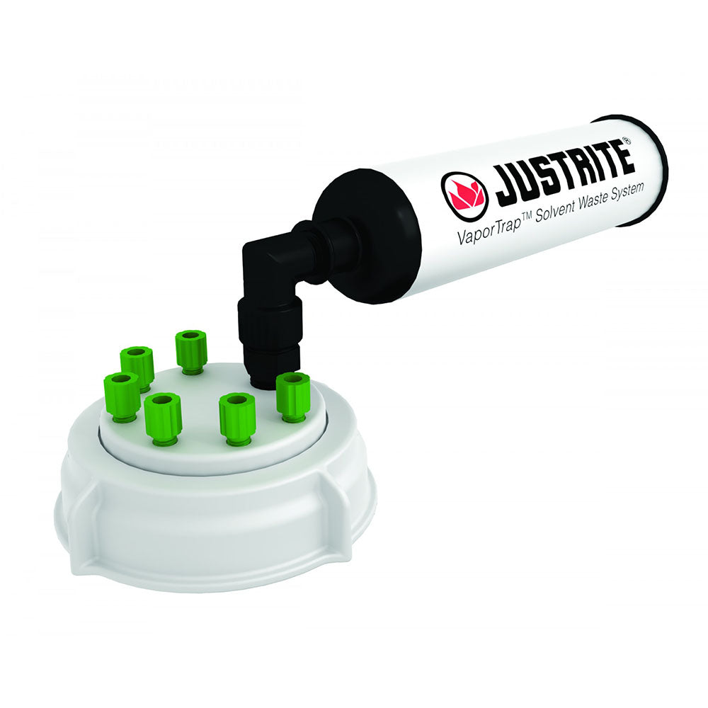 Justrite VaporTrap™ UN/DOT Cap with Filter Kit, 70mm Cap, 6 Ports 1/16'' OD Tubing