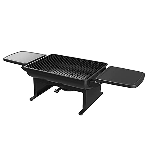 HYAN Barbecue Grill Stainless Steel Barbecue Grill Portable Barbecue Charcoal Smoker BBQ Pit Grill for Ourdoor Garden Camping-Black Barbecue Shelves