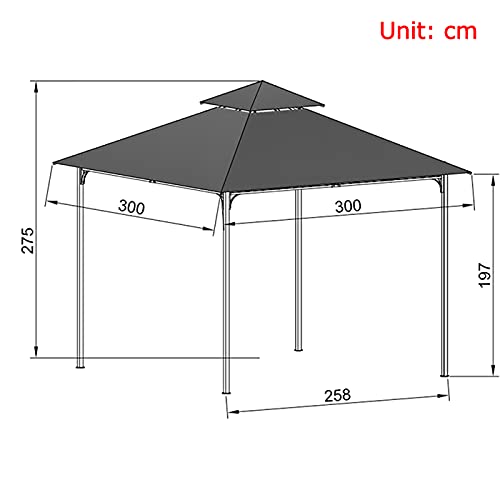 SUN RNPP Garden Gazebo 3x3m Stable Water-Repellent Robust Metal Side Walls Pavilion Topas Marquee Party Tent Outdoor