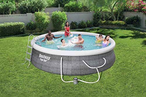 Bestway 57371E Fast 15’ x 42” Round Inflatable Set Above Ground Pool, Rattan