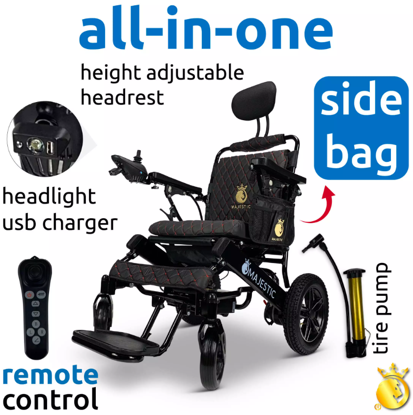ComfyGO IQ-8000 Majestic 17.5 Inch Wide Seat Remote Controlled Travel Folding Electric Wheelchair With Recline New
