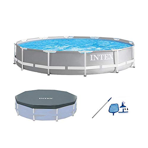 636643 Intex 26711EH Prism Frame Above Ground Pool Set w/Cover & Maintenance Kit