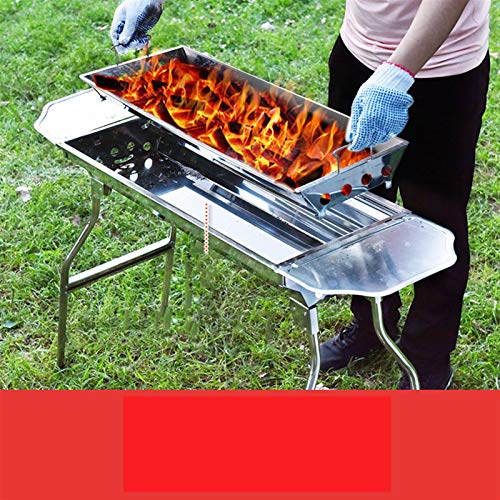 Large Portable Barbecue Grill, Stainless Steel Capacity Outdoor Household Folding Meat Rack Picnic BBQ Grill Charcoal Grill for Camping (Color : STYLE4, Size : 753575)