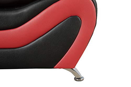 Lifestyle Furniture 3 Pieces Modern Sofa Set with Sofa and Loveseat and Chair, Black + Red, Faux Leather