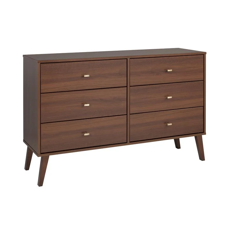 Mid Century Modern 6 Drawer Double Dresser