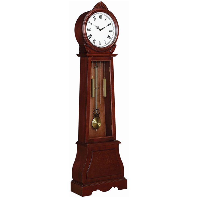 Coaster Grandfather Clock with Chime in Reddish Brown