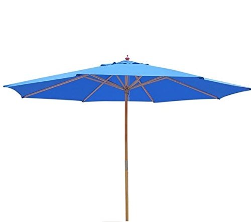 Ampersand 13 Foot Wooden Framed Outdoor Patio Market Umbrella Blue