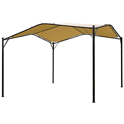 Mefo garden 12 x 12 ft Outdoor Patio Swan Gazebo Canopy for Backyard, Iron, 250gsm Polyester Canopy, Beige
