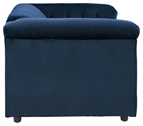Signature Design by Ashley Josanna Glam Tufted Velvet Loveseat, Navy Blue