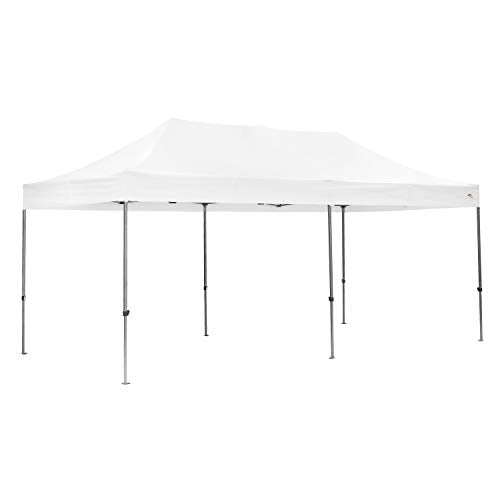 Leisurelife 100% Waterproof Pop-up Canopy Tent 10x20ft with Sand Bags, Waterproof Folding Commercial Gazebo Party Tent, PVC, White