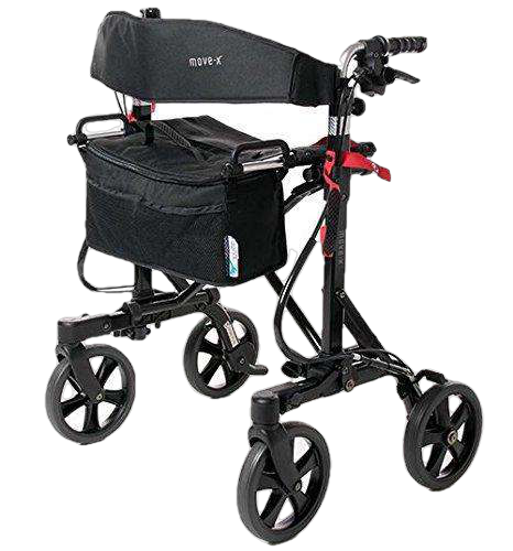 EV Rider Move-X Rollator 4 Wheel Walker Black/Blue Open Box