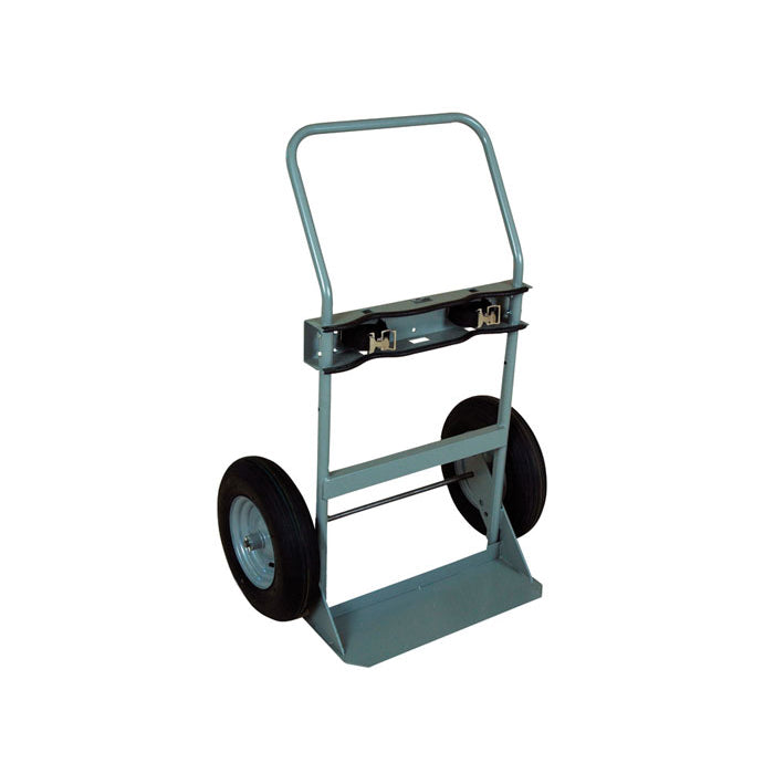Justrite Double Cylinder Hand Truck, 16-Inch Pneumatic Wheels