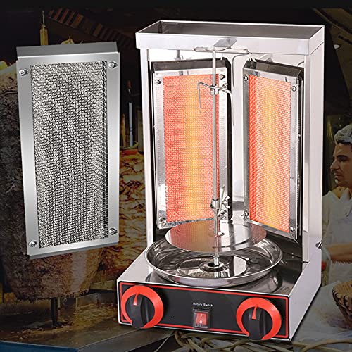 PIVTXRQS Rotating Barbecue, Electric Vertical Broiler Kebab Gyro Grill Machine with Burners Stainless Steel Automatic,Silver