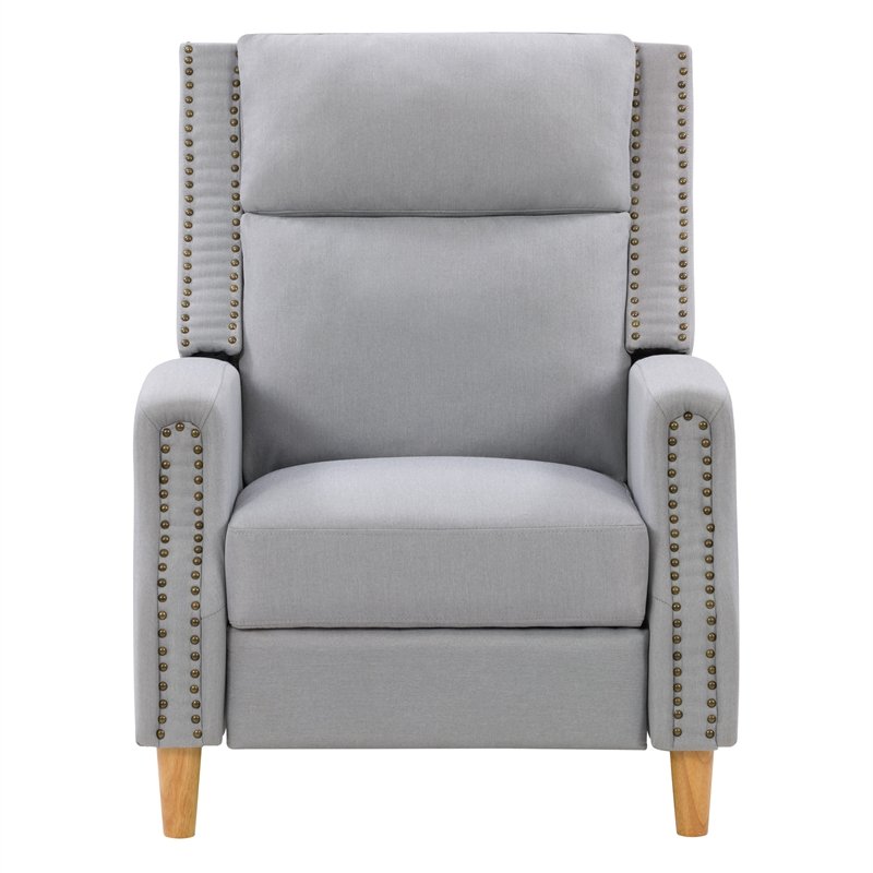 Light Gray Fabric Recliner Chair with Extending Foot Rest